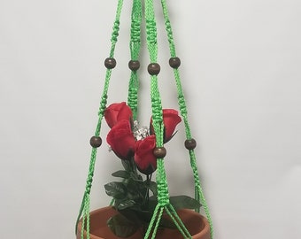 Macrame Plant Hanger 36 Inch Vintage Style 4mm  Parrot Cord with 12 BEADS - Choose Cord Color