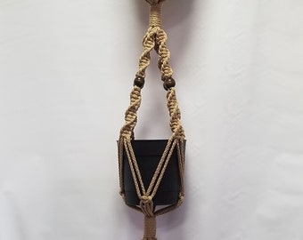 Macrame Plant Hanger Deluxe 50 Inch 3-TIER 4mm  Sand Cord  (Choose Color) Triple Hanger