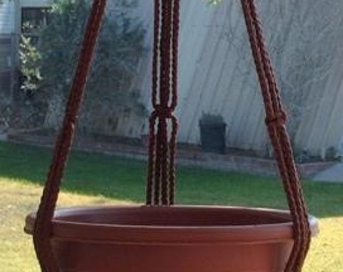 Macrame Plant Hanger 43 in SIMPLE 3-ARM 6mm -Brown - Choose Color