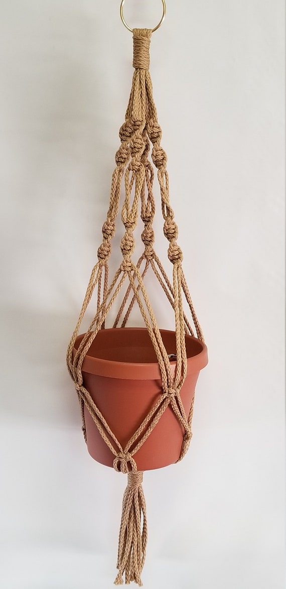 Choose Color MACRAME PLANT HANGER 24 inch Vintage Spiral Style Choose Color MACRAME PLANT HANGER 24 inch Vintage Spiral Style