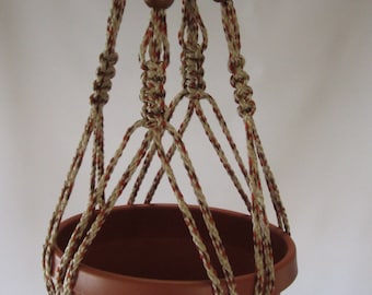 Macrame Plant Hanger 24 Inch Vintage Style with BEADS 4mm AllSpice Cord  (Choose Cord Color)