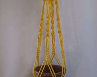 MACRAME Plant Hanger 40 Inch Vintage Style 6mm Sunshine Yellow - Choose Cord Color