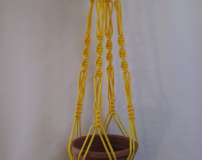 MACRAME Plant Hanger 40 Inch Vintage Style 6mm Sunshine Yellow - Choose Cord Color