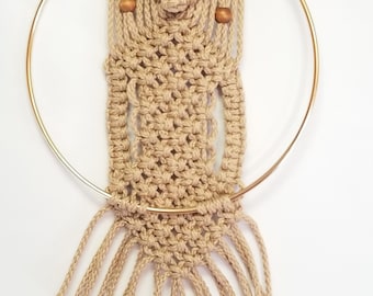 Macrame OWL Wall hanging 11 Inch UNIQUE - Sand Cord (Choose Color)