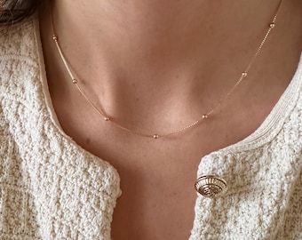 Gold Dainty Box Chain Necklace: Layering Necklace