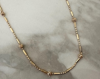 18k Gold Filled Ball Chain Necklace: Dainty Layering Necklace