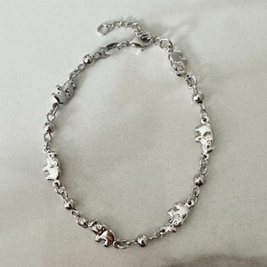 18k gold filled Rhodium  Elephant Chain Bracelet, Dainty Bracelet