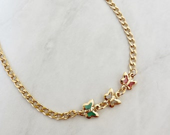 18k gold filled Colorful Butterfly Anklet, Gold Anklet, Summer Jewelry, Gift for her, Birthday Gift