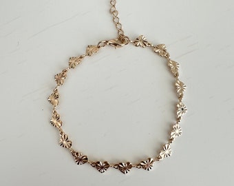 18k gold filled Heart Chain Bracelet, Dainty Bracelet