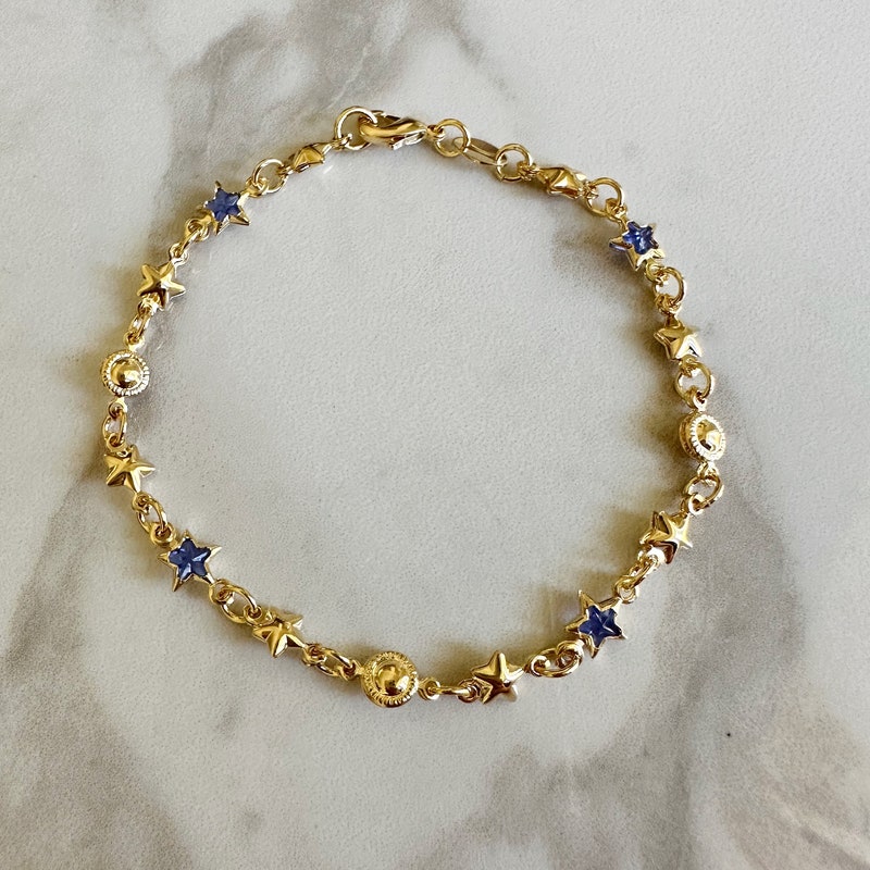 LUCKY STAR 1 DIAMOND BLUE GOLD BRACELET