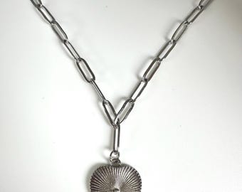 Stainless Steel Heart Paperclip Chain Necklace, Valentines Gift, Jewelry Gift For Her