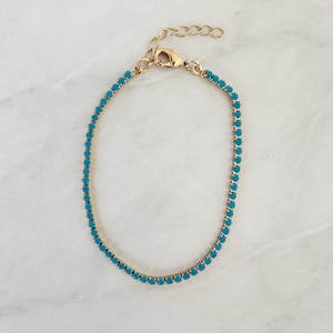18k gold filled turquoise CZ tennis  bracelet, Tennis Bracelet