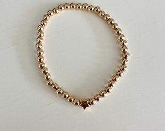 18k gold filled Gold Star beaded Bracelet, Dainty Bracelet