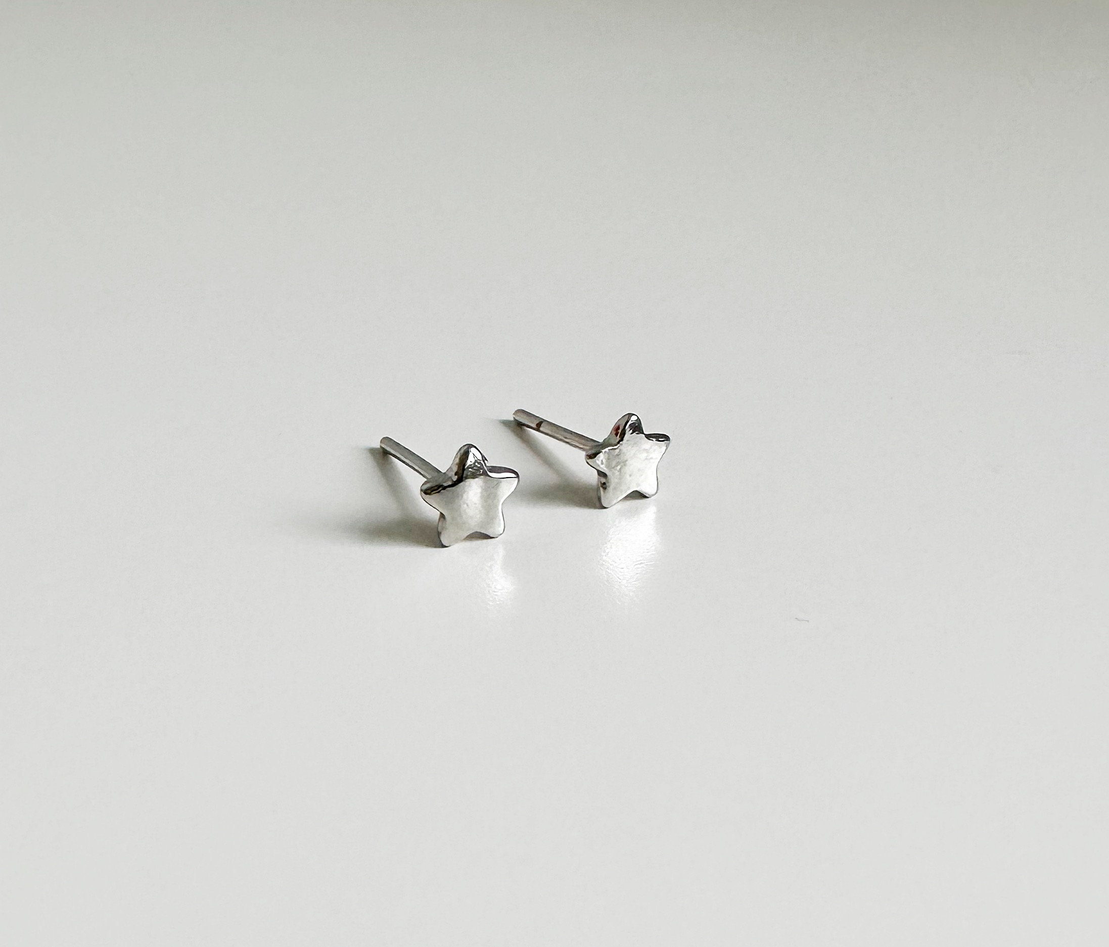 18k Rhodium Plated Star Stud Earrings, Small Star Earrings, Star Jewelry, Celestial Jewelry