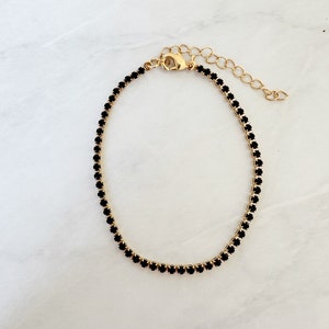 18k gold filled black CZ tennis  bracelet, Tennis Bracelet
