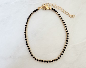 18k Gold Filled Black CZ Tennis Bracelet
