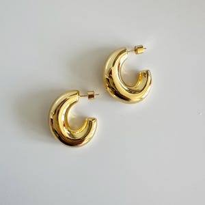 18k gold plated hoop earrings, gold hoops, chunky earrings, big hoop earrings, thick gold earrings