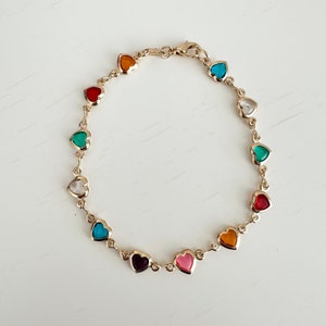 18k gold filled veelkleurige gouden hartketting, sierlijke armband