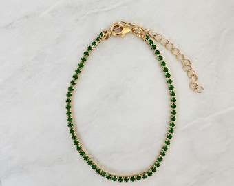 18k Gold Filled Green CZ Tennis Bracelet