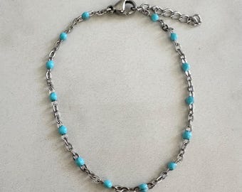 Stainless Steel Turquoise Chain Bracelet