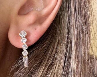 18k Gold Filled Zircon Drop Earrings: Statement Dangle Earrings