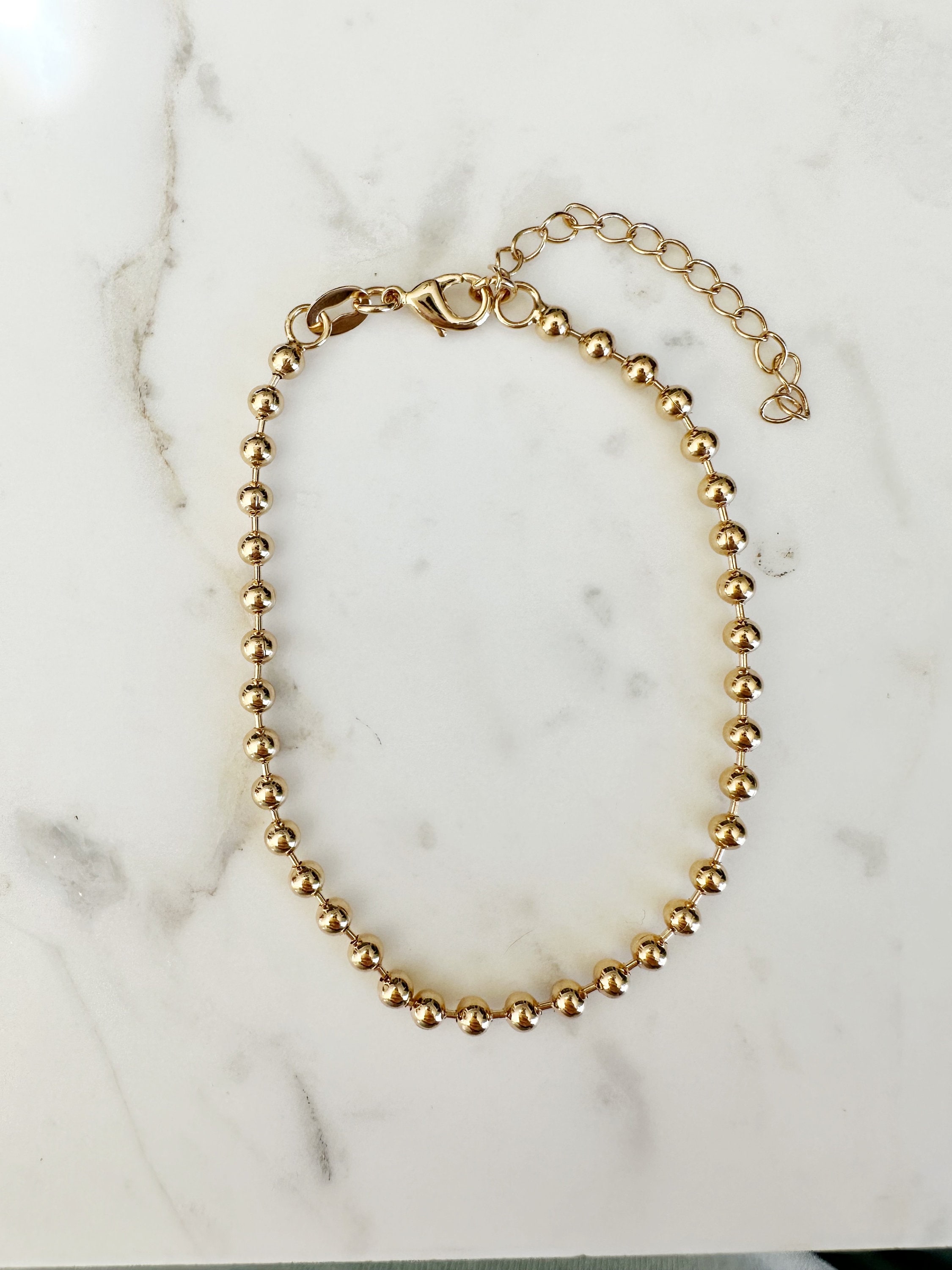 18k Gold Filled Ball Chain Bracelet, Dainty Bracelet, Gold 