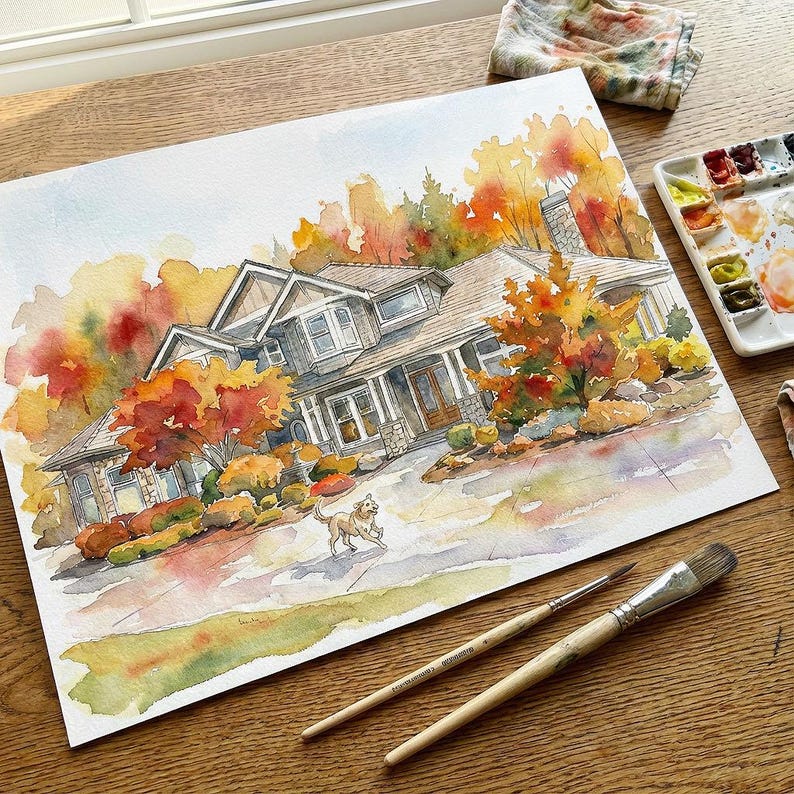 Custom Hand-painted Watercolor Home Art | 100% Handcrafted House ...