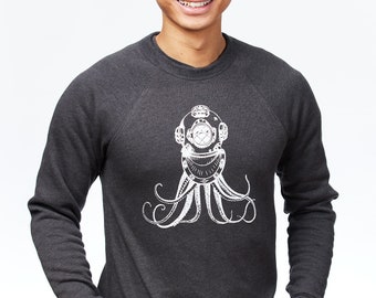 Diver, Men's / Unisex Heather Charcoal Crewneck Fleece Sweatshirt