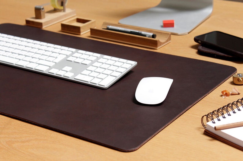 Desk pad, leather pad, desk mat, easter gift, leather mouse pad with natural rubber anti-slip backing handmade gift image 4