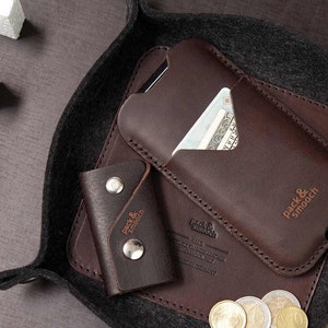 Aufbewahrungsschale Geschenkidee Pflanzlich gegerbtes Leder 100% Wollfilz Halloween Geschenk