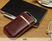 iPhone SE / 5S  wallet case, cover, vegetable tanned leather, 100% wool felt -Leicester- LE-5-GLB