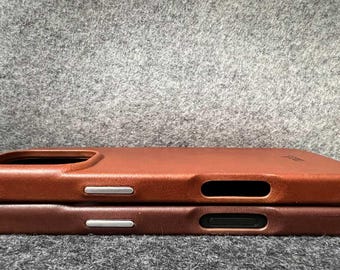 Custodia In Vera Pelle Conciata Al Vegetale Per IPhone 16 Pro 6,3'' - Compatibile MagSafe, Pulsanti Metallo (MAOGOAM) - 3