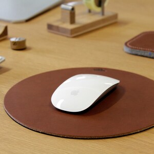 Mouse Pad leather, husband gift, 100% Vegetable Tanned Leather with natural rubber backing handmade gift image 2