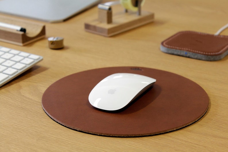 Mouse Pad leather, husband gift, 100% Vegetable Tanned Leather with natural rubber backing handmade gift image 2