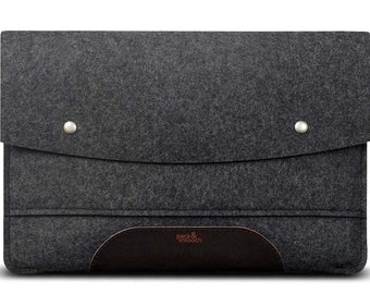 MacBook Pro 13 bag MacBook case M1 / M2 bag snug fit with front pocket 100% wool felt, vegetable tanned leather