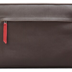 Microsoft Surface Pro 9 sleeve, case 100% wool felt, vegetable tanned leather bag Angus gift Dark Brown