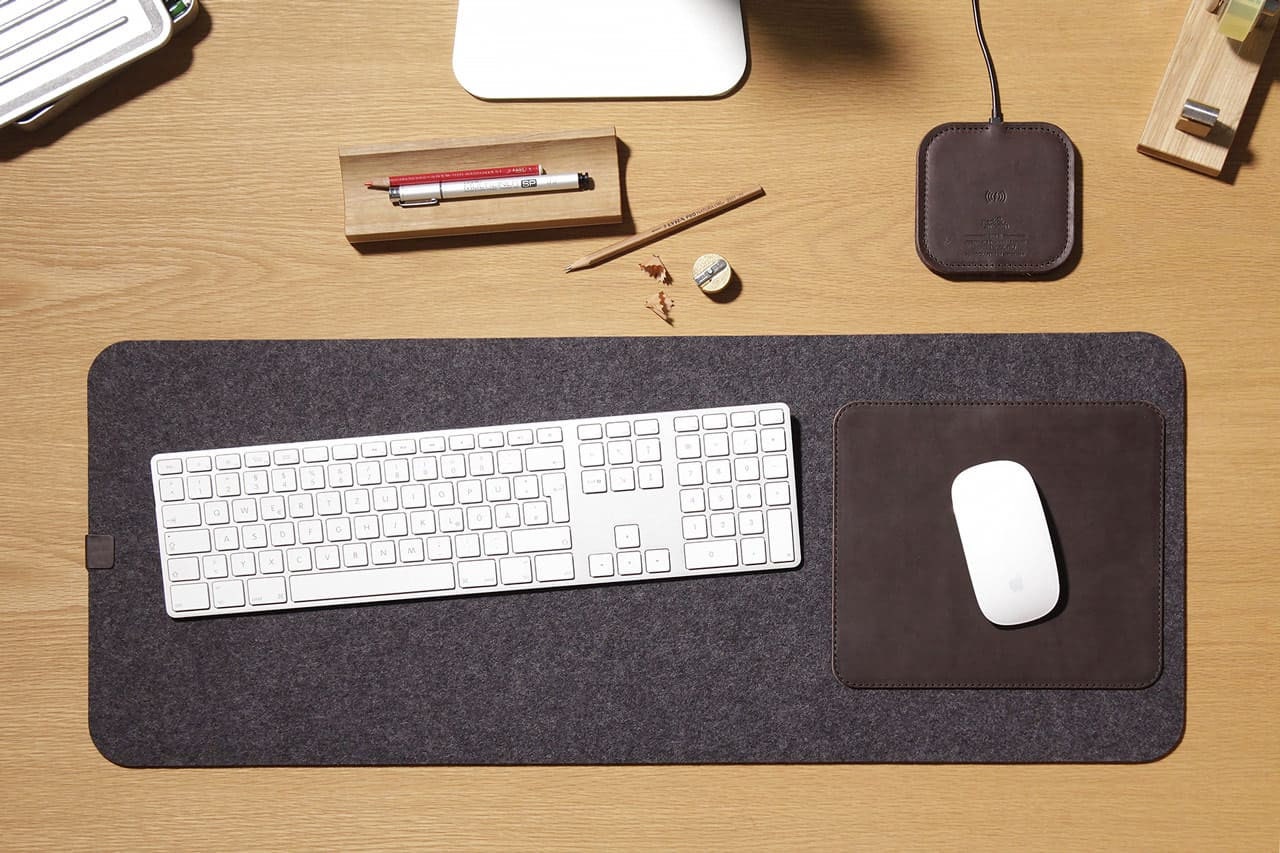 Tapis de Bureau - Coussin Tapis Souris en Cuir Clavier Cadeau Mari Pour Hommes Papa Fabriqué à La Ma