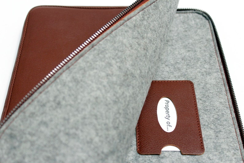 Microsoft Surface Pro 9 sleeve, case 100% wool felt, vegetable tanned leather bag Angus gift image 7