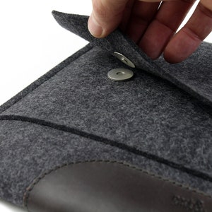 Surface Pro case with keyboard and pen holder handmade of merino wool felt and leather - handcrafted halloween gift