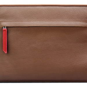 Microsoft Surface Pro 9 sleeve, case 100% wool felt, vegetable tanned leather bag Angus gift Light Brown