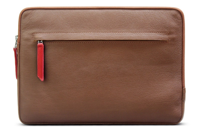 Microsoft Surface Pro 9 sleeve, case 100% wool felt, vegetable tanned leather bag Angus gift Light Brown