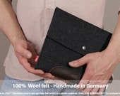 iPad 4, 3, 2 case,cover, sleeve pure wool felt, vegetable tanned leather, Merino IPS-ADB