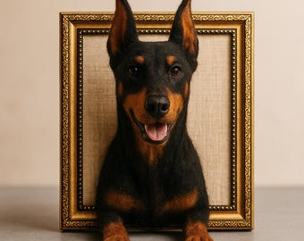 Custom Needle Felted Pet Portrait: 3D Wool Dog Memorial Frame