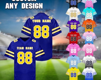 Custom Football Jersey Personalized Name Number Training Shirt for Men Women Kids Fan Gift
