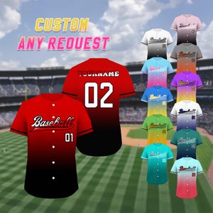 Custom Gradient Baseball Jersey Personalized Uniform Printed or Embroidered Name and Number Logo Gift For Baseball Lover