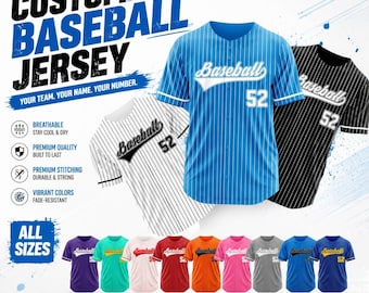Custom Pinstripe Baseball Jersey: Personalized Stitched or Printed Name Number Stripe Shirt for Fans