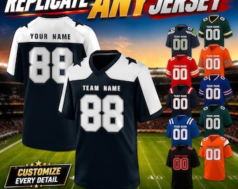 Custom Football Jersey Personalized Embroidered Name Number Sports Uniforms for Men Women Kids, Training Shirt Fan Birthday Gift