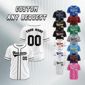 Customizable Baseball Jersey: Personalized Team Name & Number, Printed or Embroidered