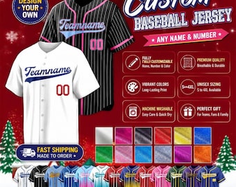 Custom Baseball Jersey Personalized Name Number Logo Team uniform, Birthday Gift for Men Women Kid Toddler Fans