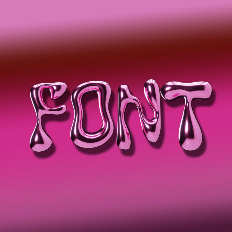 Shaky 3D Font Pink Metallic PNG | Glossy Liquid Text Alphabet | Graphic ...
